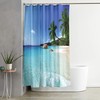 Hawaiian Seaview Shower Curtain Blue Holiday Theme Bathroom Decor Waterproof Fabric Curtain