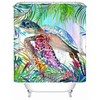 Hawaiian Style: Sea Turtle Shower Curtain for Palm Leaves and Flowers Bathroom Decor