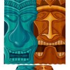 Hawaiian Tiki Tribal Vintage Shower Curtain Liner, Fabric Bathroom Decor