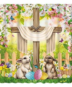 He Is Risen! The Cross On Spring Floral Scene Elegant Shower Curtain