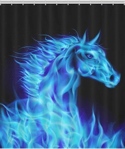 Head Of Blue Fire Horse Water-Resistant Shower Curtain For Bathroom