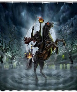 Headless Horse Halloween Shower Curtain, Gothic Style Fabric, Perfect All Saints Day Party Decor