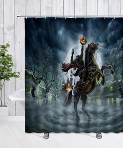 Headless Horse Halloween Shower Curtain, Gothic Style Fabric, Perfect All Saints Day Party Decor