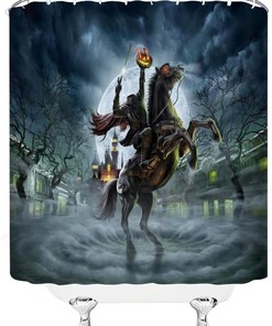 Headless Horse Halloween Shower Curtain, Gothic Style Fabric, Perfect All Saints Day Party Decor