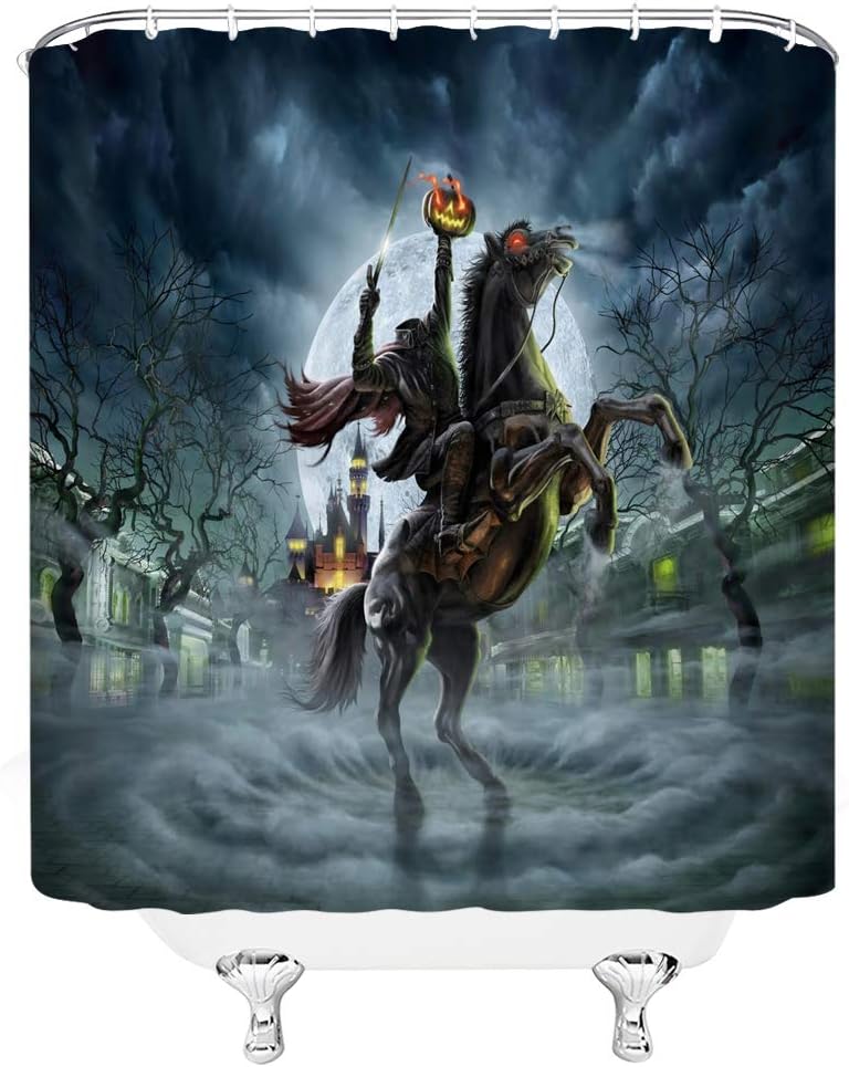 Headless Horse Halloween Shower Curtain, Gothic Style Fabric, Perfect All Saints Day Party Decor