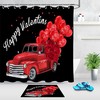 Heart Balloon Roses Retro Truck Shower Curtain for Bathroom Decor on Valentine's Day