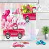 Heart Balloons Flowers Pink Truck Valentine's Day Shower Curtain for Bathroom