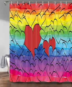 Heart Curtain Valentine's Day Shower Curtain for Bathroom Fabric