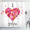 Heart Figure Love Print Butterfly Shower Curtain - Ideal For Romantic Bathroom Decor