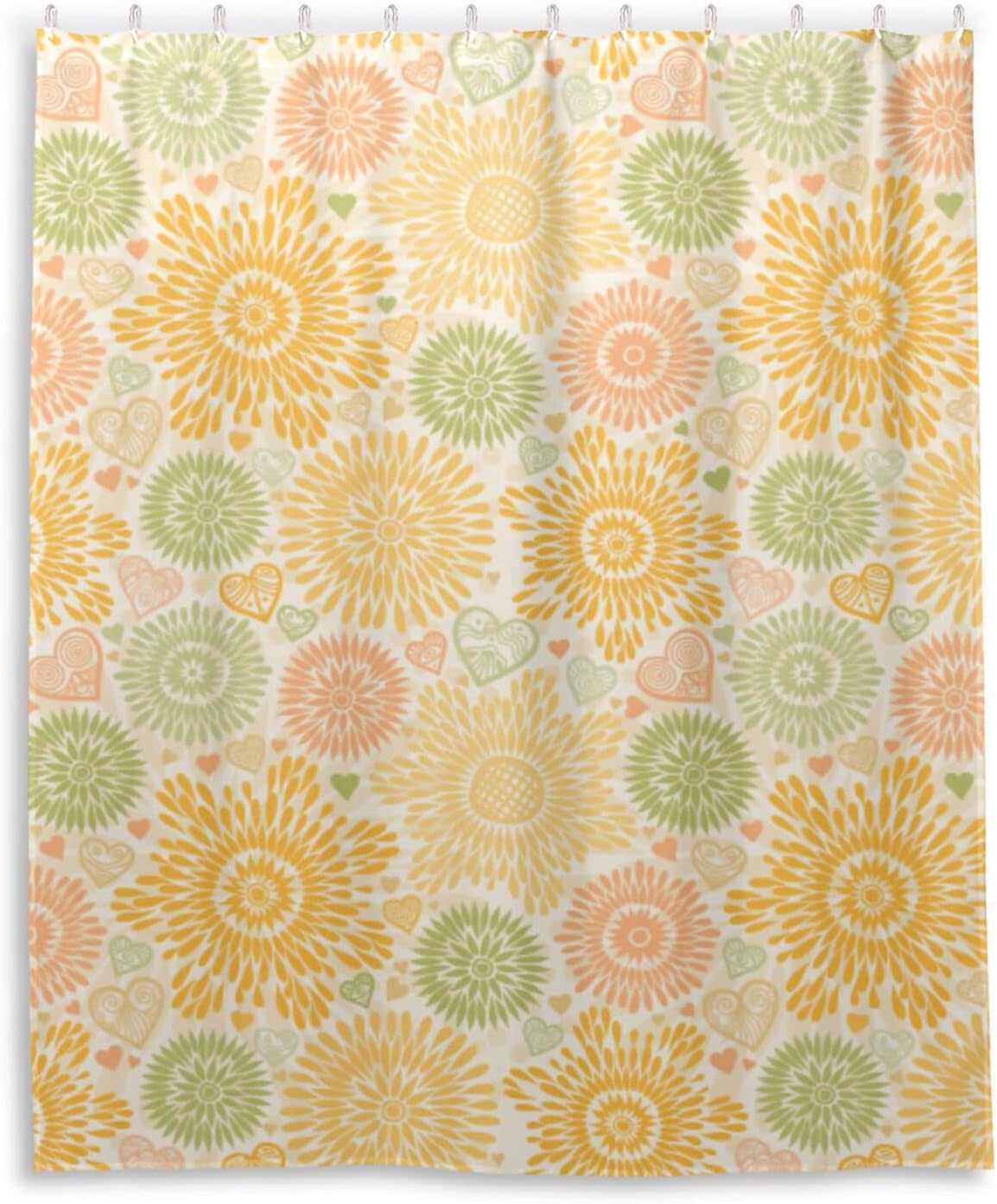 Heart Flower Colorful Shower Curtain - Waterproof Bath Curtain by WELLDAY