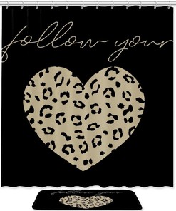 Heart Leopard Shower Curtain to Set Your Bathroom Apart with Unique & Creative Look