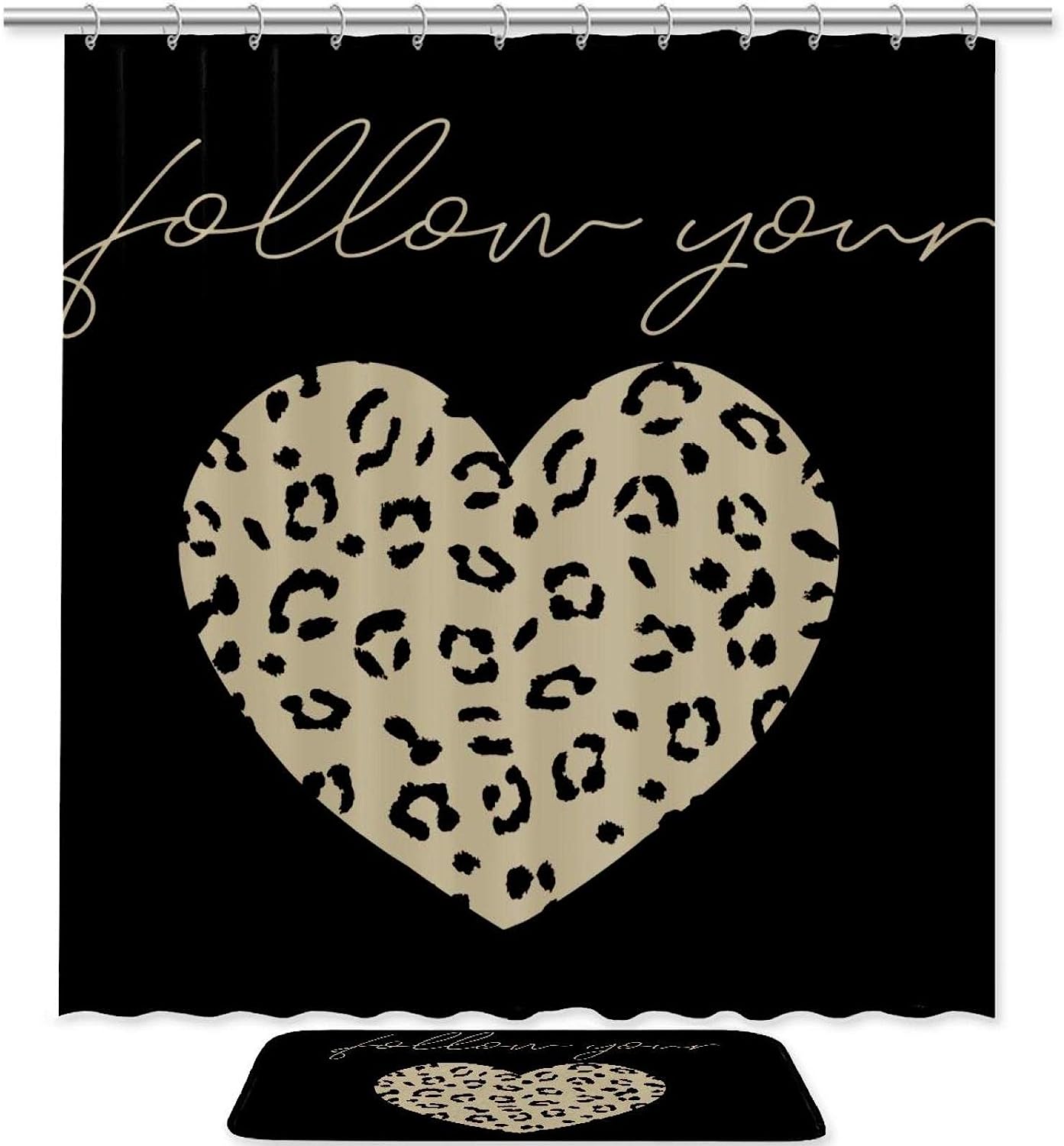 Heart Leopard Shower Curtain to Set Your Bathroom Apart with Unique & Creative Look