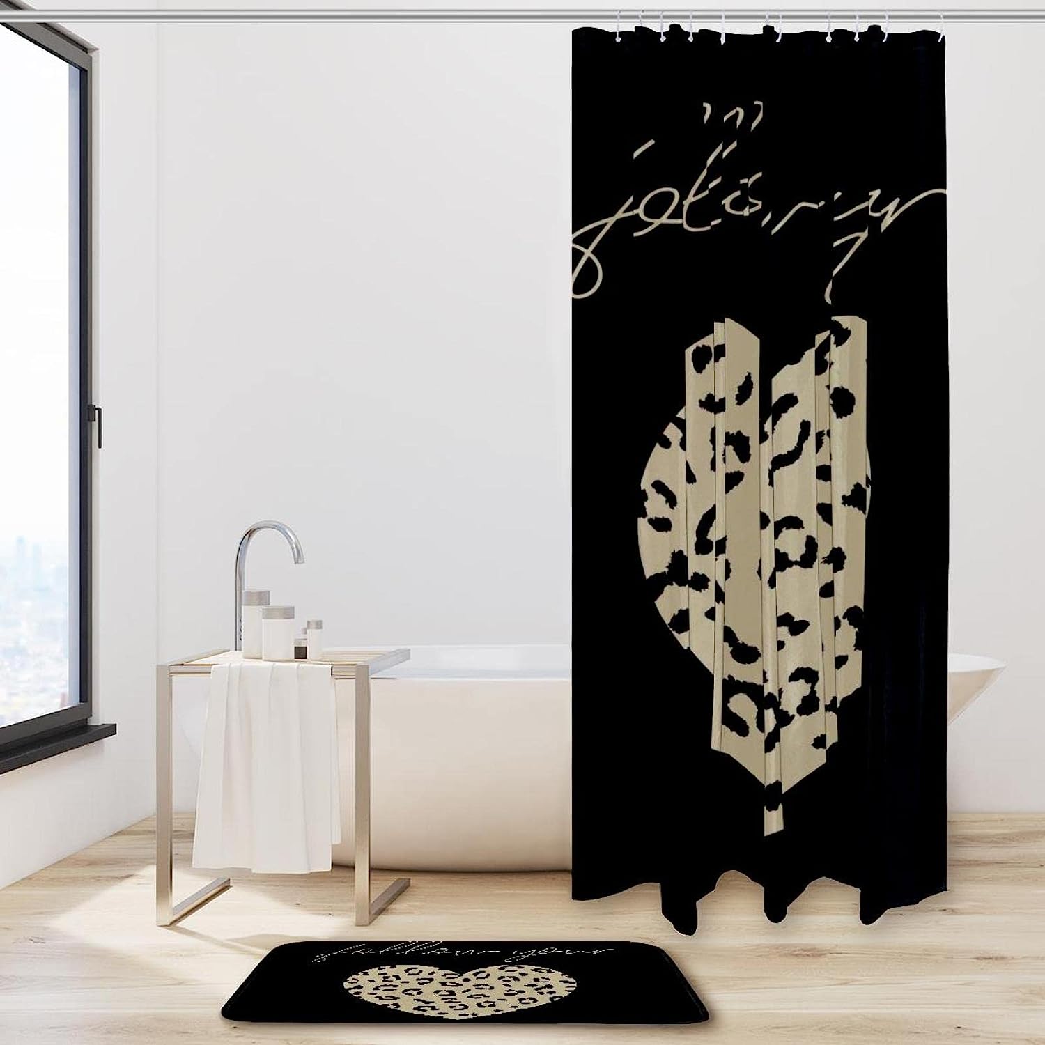 Heart Leopard Shower Curtain to Set Your Bathroom Apart with Unique & Creative Look