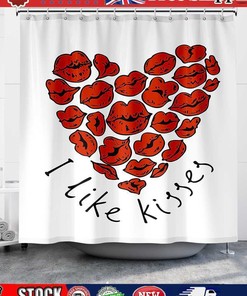 Heart Lip Printing Waterproof 3D Bathtub Bath Shower Curtain With Romantic Vibes