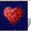 Heart Pattern Pink Geometric Shower Curtain, Minimalist Bathroom Decor
