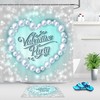 Heart Pearls Blue Light Spots Shower Curtain for Bathroom Decor on Valentine's Day