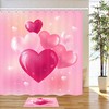Heart Pink Balloon And Bees And Flowers Bathroom Decoration Shower Curtain With Cute Design