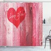 Heart Print Love Shower Curtain with Bathroom Fabric and Waterproof Design, Personalized Curtain Set