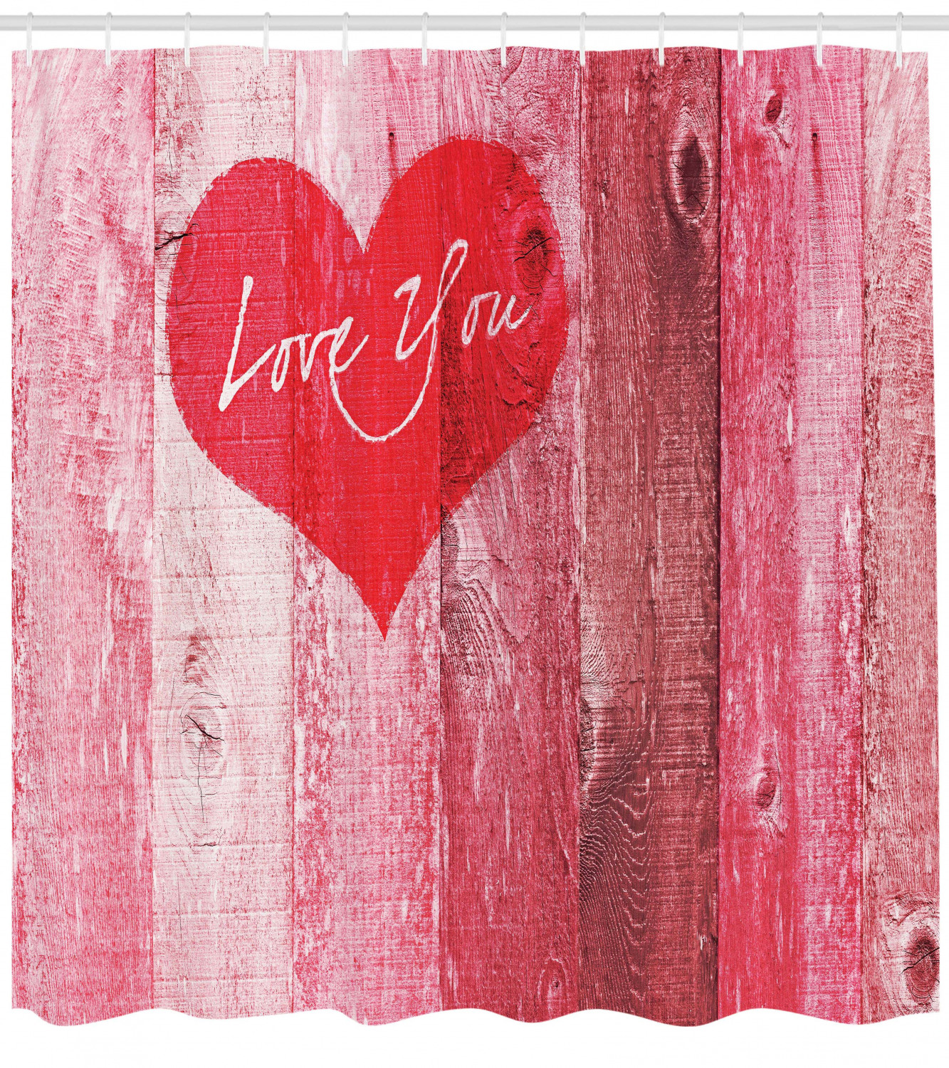 Heart Print Love Shower Curtain with Bathroom Fabric and Waterproof Design, Personalized Curtain Set
