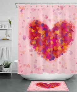 Heart Romantic Valentine'S Day Unique Shower Curtain For Love Themed Bathroom Decor