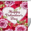Heart Rose Flower Print Fabric Shower Curtain for Heartfelt Bathroom Decor