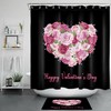 Heart Rose Flower Shower Curtain For Valentine'S Day Bathroom Decor