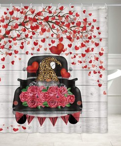 Heart Roses Shower Curtain, Lovely and Romantic Bathroom Accessory for Your Love-Inspired Bath