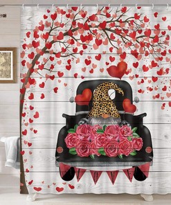 Heart Roses Shower Curtain, Lovely and Romantic Bathroom Accessory for Your Love-Inspired Bath