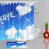 Heart Shape Cloud Blue Sky Shower Curtain for Bathroom Decor on Valentine's Day