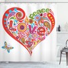 Heart Shape Colorful Flowers Shower Curtain For Happy Spring Days