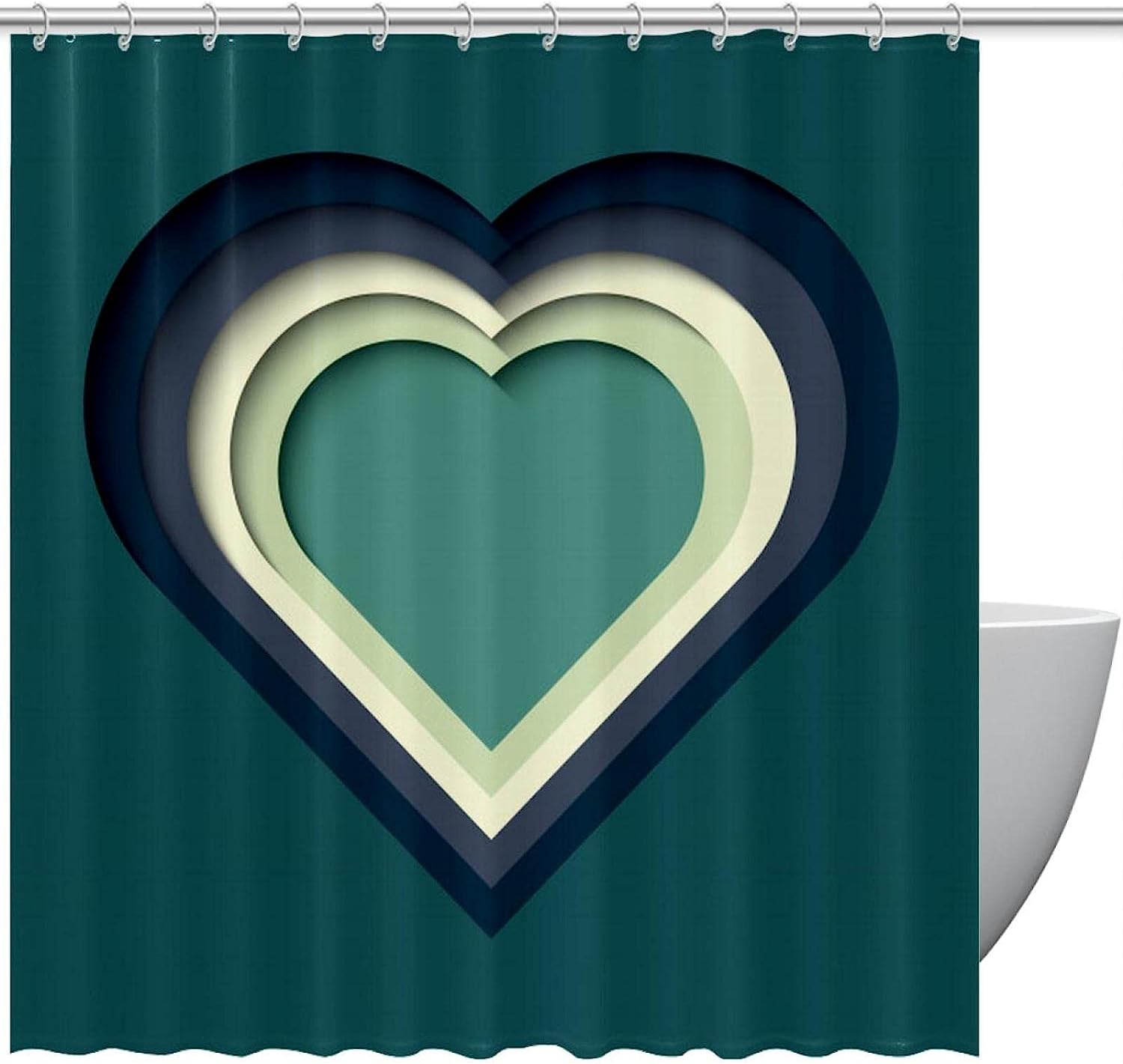 Heart Shape Cute Shower Curtain For Valentine'S Day Bath