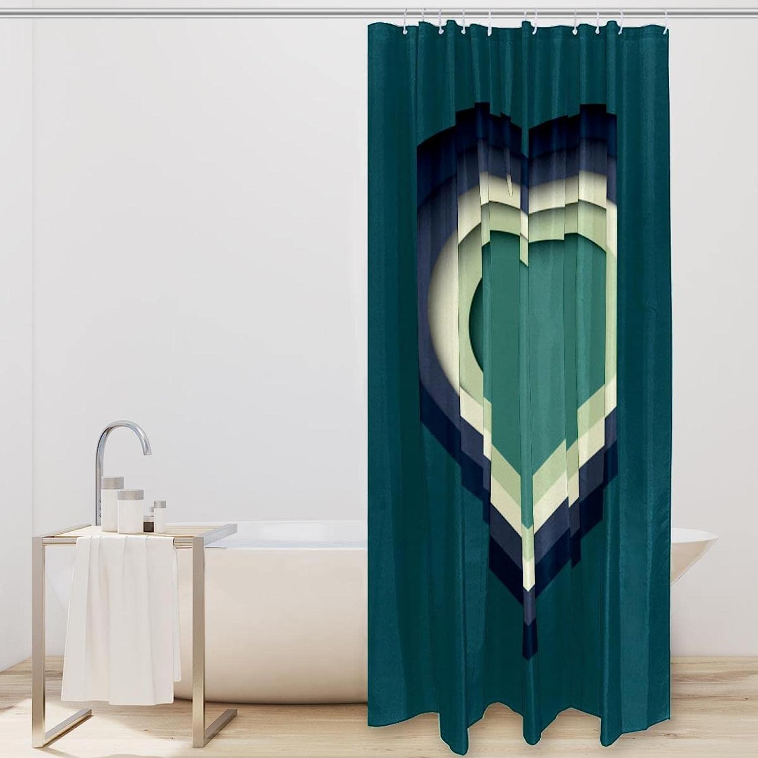 Heart Shape Cute Shower Curtain For Valentine'S Day Bath