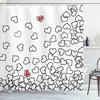 Heart Shape Wedding Print Shower Curtain For Bathroom