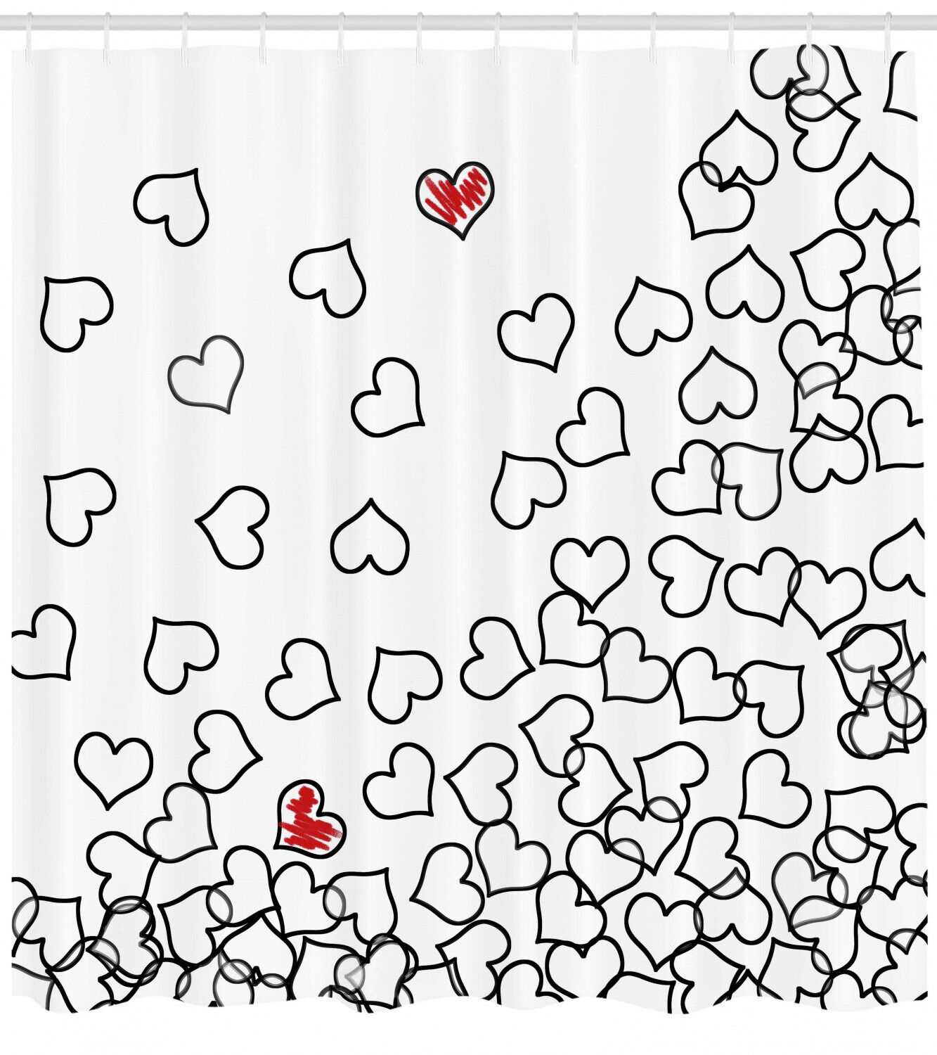 Heart Shape Wedding Print Shower Curtain For Bathroom - Image 2