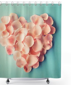Heart Shaped Coral Shower Curtain - Floral Petals Valentines Mothers And Wedding Day Still Life