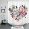 Heart Shaped Flowers Valentine'S Day Shower Curtain For Romantic Bath
