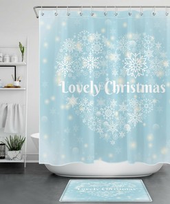 Heart Shaped Snowflakes Shower Curtain for Lovely Christmas - Luxury Shower Curtains