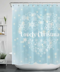 Heart Shaped Snowflakes Shower Curtain for Lovely Christmas - Luxury Shower Curtains