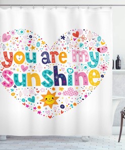 Heart Shaped Sunshine Words Stars Circle Sun Cloud Design Shower Curtain