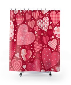 Heart Shower Curtain For Valentine'S Day Home Decor, Romantic Seasonal Gift For Your Loved Ones