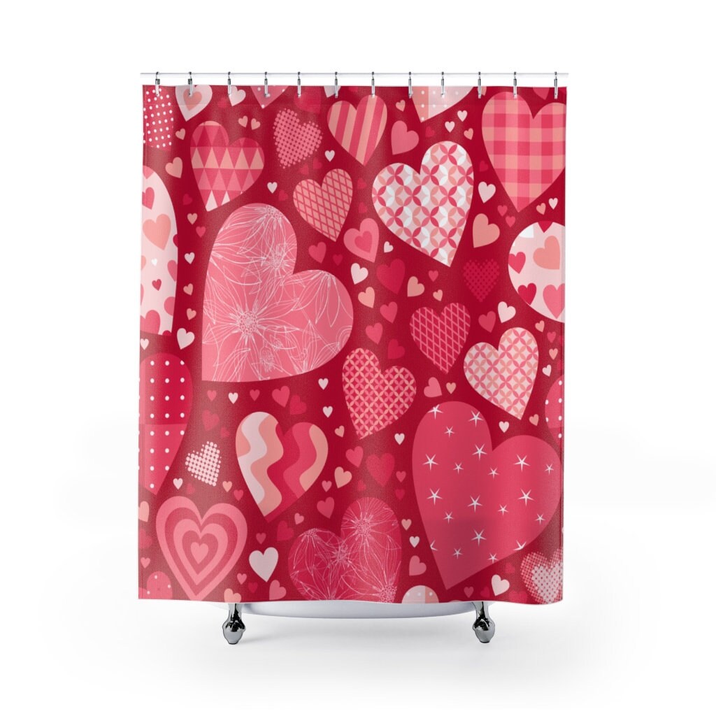Heart Shower Curtain For Valentine'S Day Home Decor, Romantic Seasonal Gift For Your Loved Ones
