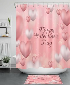 Heart Shower Curtain Romantic Love Bathroom Accessories on Valentine's Day