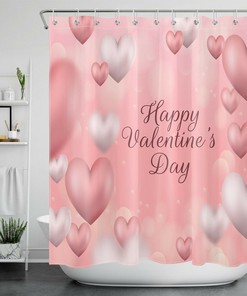 Heart Shower Curtain Romantic Love Bathroom Accessories on Valentine's Day