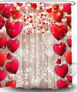 Heart Shower Curtain With Waterproof Fabric - Ideal For Valentine'S Day Decorations