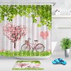 Heart Tree Bicycle with Flowers Shower Curtain for Bathroom Decor on Valentine's Day