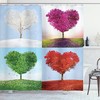 Heart Trees Pattern Print Shower Curtain for a Romantic and Natural Bathroom Decor