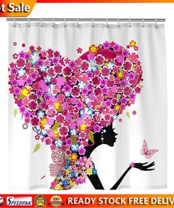 Heart Woman Printed 3D Bathtub Shower Curtain For Bathroom