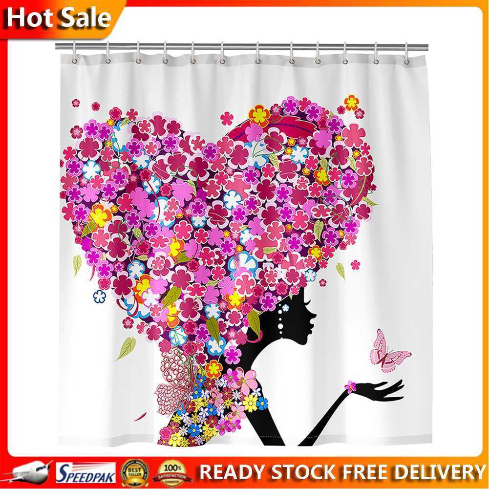 Heart Woman Printed 3D Bathtub Shower Curtain For Bathroom