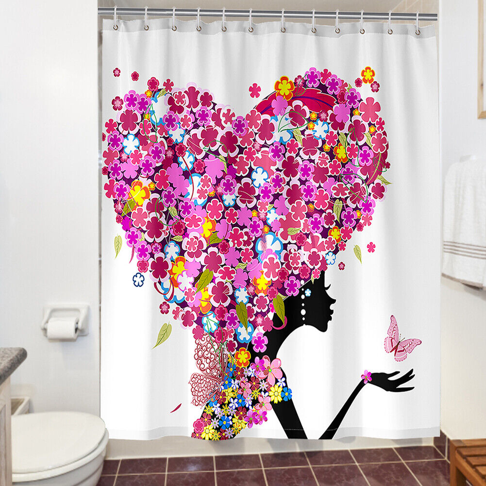 Heart Woman Printed 3D Bathtub Shower Curtain For Bathroom - Image 2