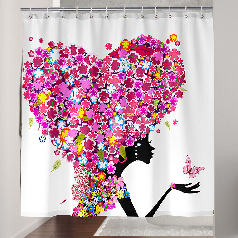 Heart Woman Printed 3D Bathtub Shower Curtain For Bathroom - Image 3